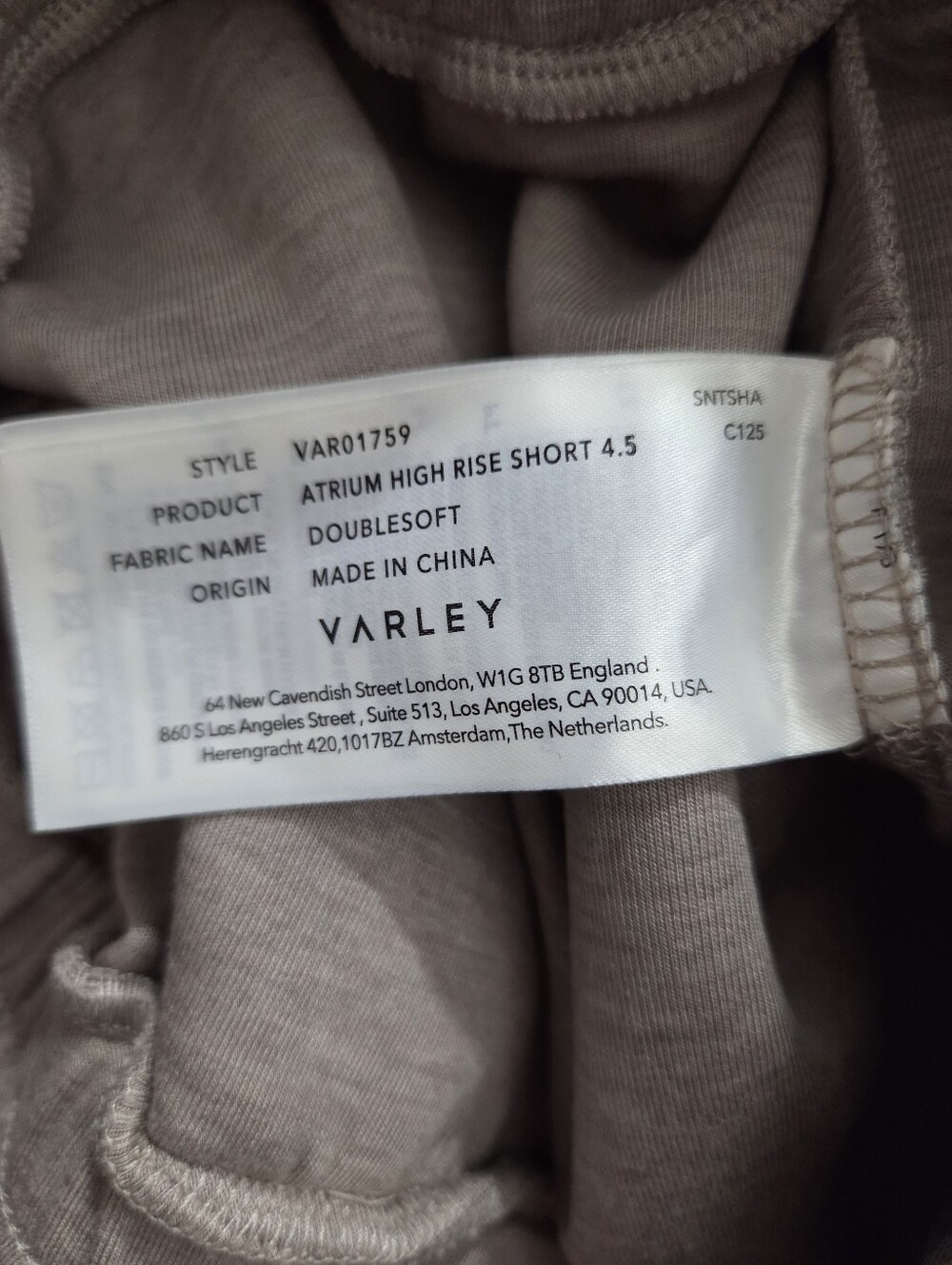 NWT Varley x Anthropologie Atrium High Rise Short Doublesoft Taupe Size Medium - Picture 8 of 11
